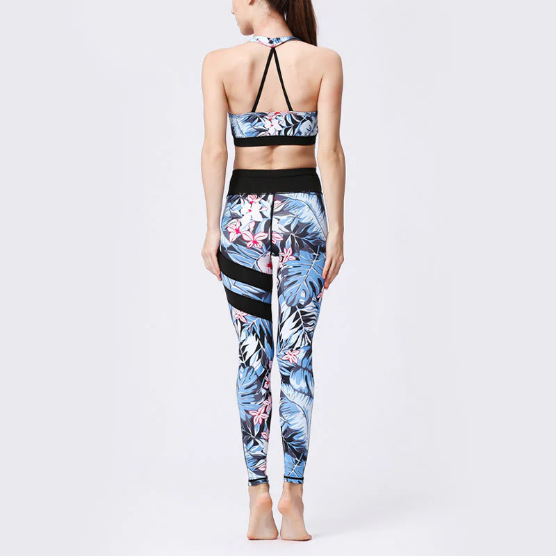 Buddha Stones Flower Petal Leaves Stampa Sport Esercizio Fitness Vita Alta Leggings Pantaloni Yoga Donna - Image 5
