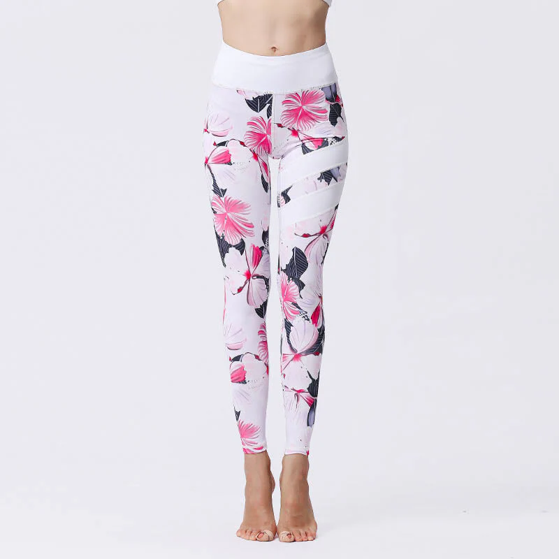 Buddha Stones Flower Petal Leaves Stampa Sport Esercizio Fitness Vita Alta Leggings Pantaloni Yoga Donna - Image 8