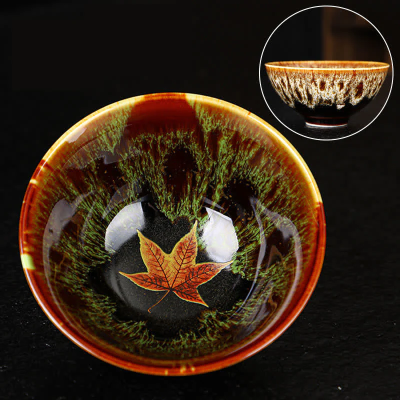 Buddha Stones Foglia d'acero Tazza da tè in ceramica colorata Tazze da tè per la casa - Image 12
