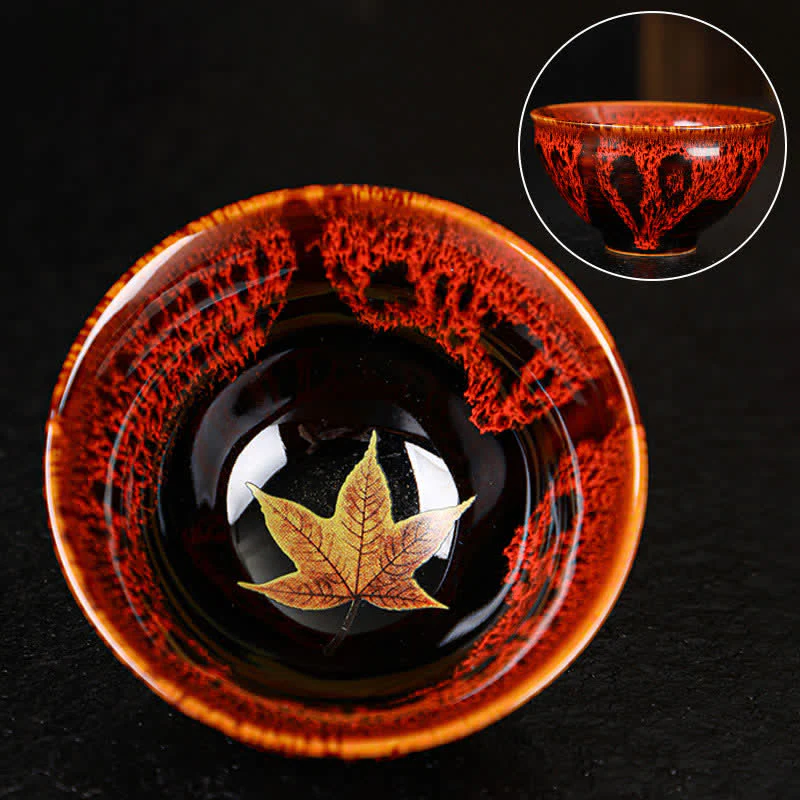 Buddha Stones Foglia d'acero Tazza da tè in ceramica colorata Tazze da tè per la casa - Image 14