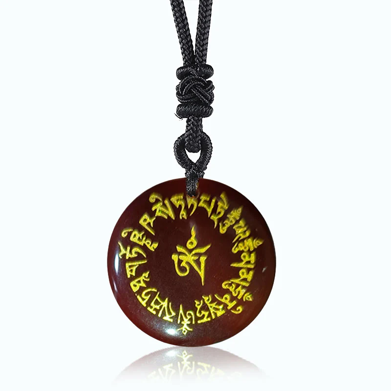Buddha Stones Fortuna Mantra Naturale Vari Cristallo Ossidiana Nera Collana Pendente di Realizzazione - Image 12