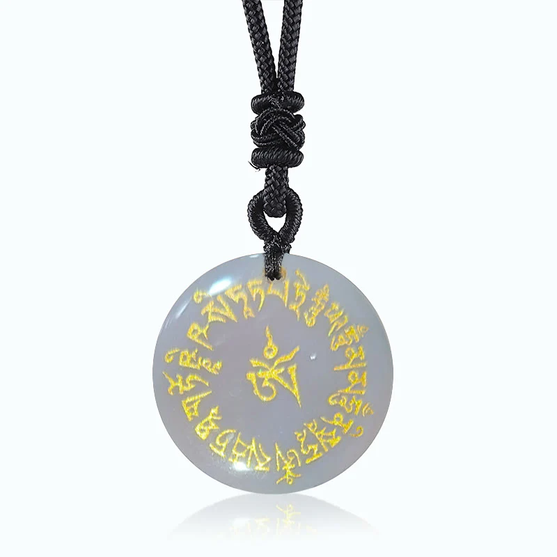 Buddha Stones Fortuna Mantra Naturale Vari Cristallo Ossidiana Nera Collana Pendente di Realizzazione - Image 8