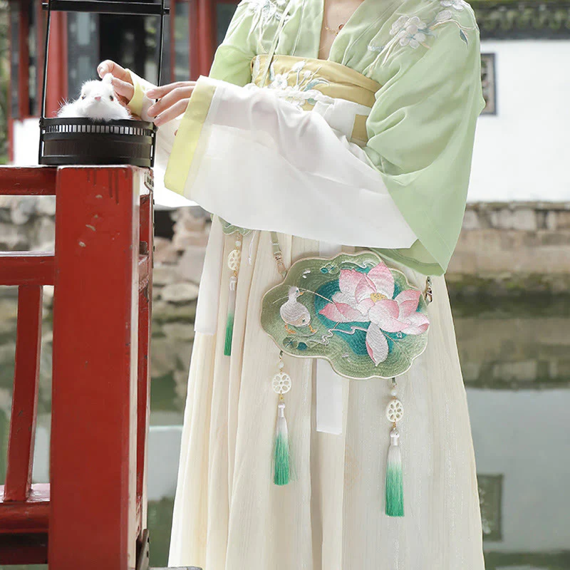 Buddha Stones Fortuna Ricamo Loto Koi Pesce Coniglio Fiore Borsa Hanfu Borsa a Tracolla Borsa a Tracolla - Image 12