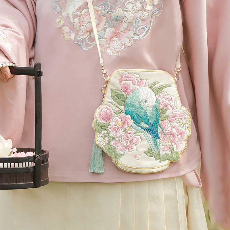 Buddha Stones Fortuna Ricamo Loto Koi Pesce Coniglio Fiore Borsa Hanfu Borsa a Tracolla Borsa a Tracolla - Image 18