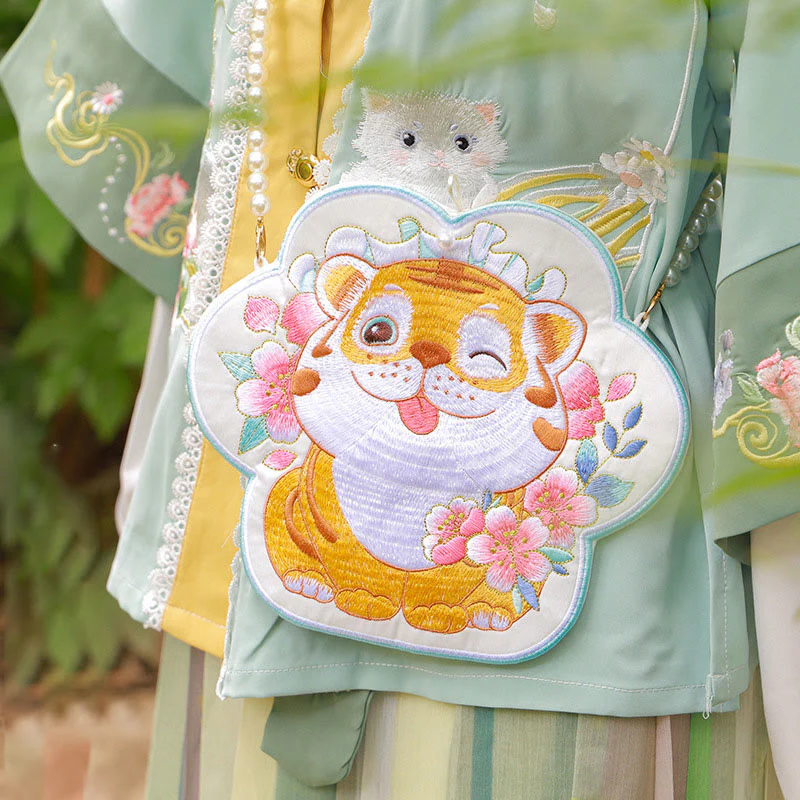 Buddha Stones Fortuna Ricamo Loto Koi Pesce Coniglio Fiore Borsa Hanfu Borsa a Tracolla Borsa a Tracolla - Image 21