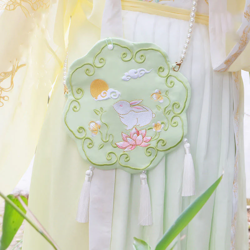 Buddha Stones Fortuna Ricamo Loto Koi Pesce Coniglio Fiore Borsa Hanfu Borsa a Tracolla Borsa a Tracolla - Image 23