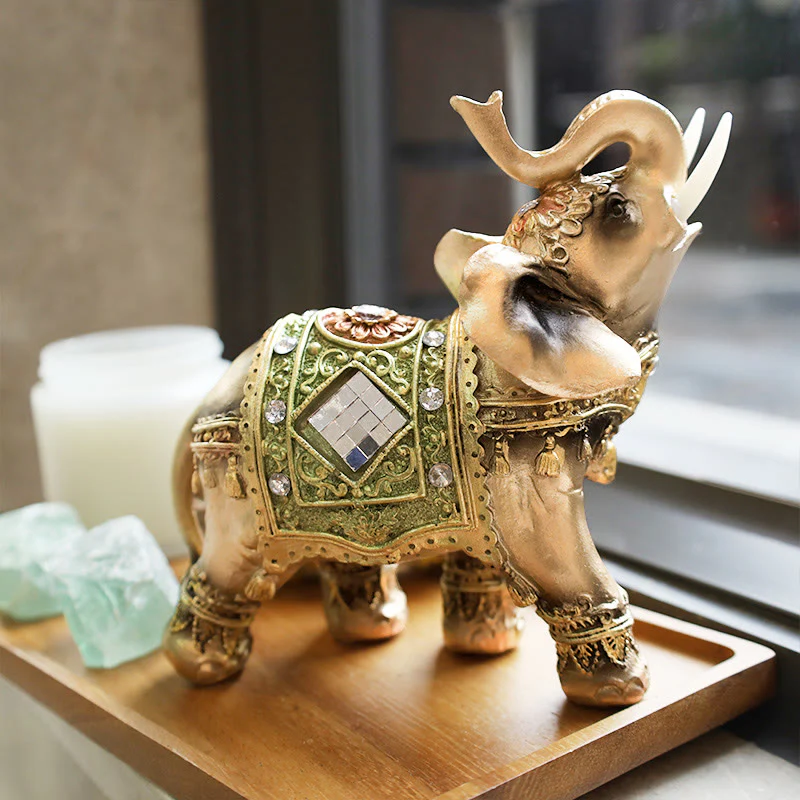 Buddha Stones Fortunato Feng Shui Elefante Verde Statua Scultura Ricchezza Figurina Regalo Decorazione Casa - Image 9