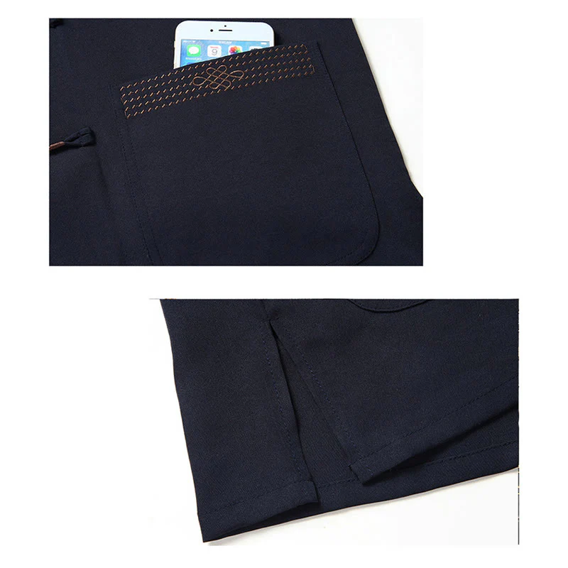Buddha Stones Fu Carattere Cinese Nodo Ricamo Tang Suit Tradizionale Manica Corta Top Pantaloni Abbigliamento Uomo Set - Image 16
