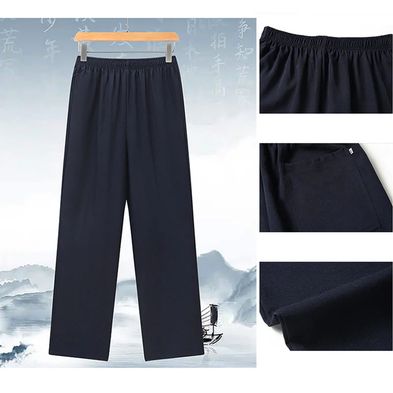 Buddha Stones Fu Carattere Cinese Nodo Ricamo Tang Suit Tradizionale Manica Corta Top Pantaloni Abbigliamento Uomo Set - Image 17