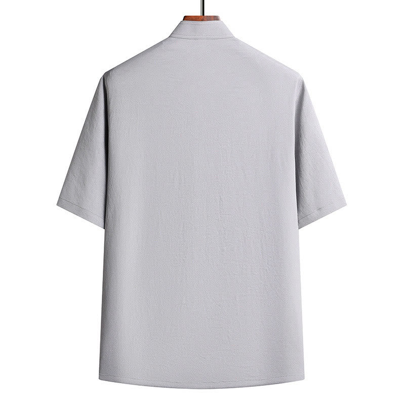 Buddha Stones Fu Character Tang Suit Hanfu Tradizionale Uniforme Manica Corta Top Pantaloni Abbigliamento Uomo Set - Image 8