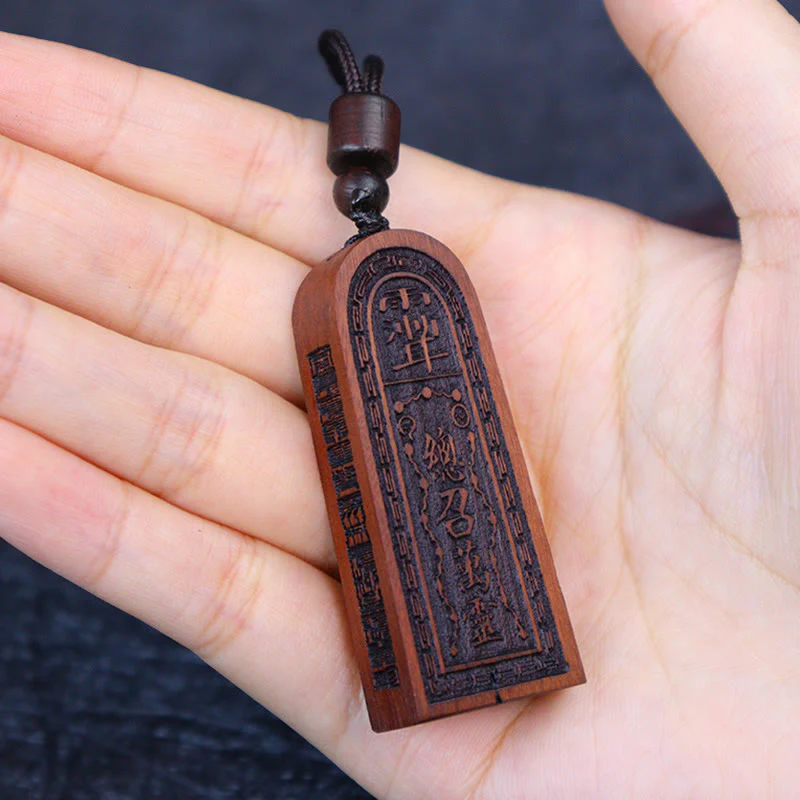 Buddha Stones Fulmine Colpito Legno di Giuggiola Taoista Cinque Tuoni Ordine Fortuna Protezione Collana Pendente - Image 8