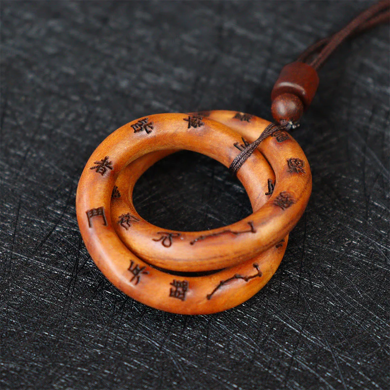 Buddha Stones Fulmine Legno di Giuggiola Anello Taoista Yin Yang Cerchio Qiankun Collana Pendente Tabù della Fortuna di Leizu - Image 3