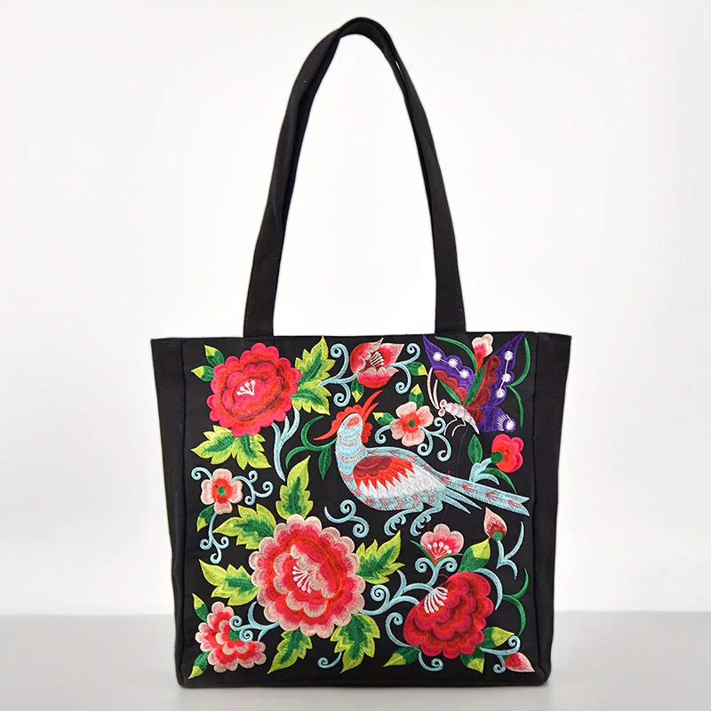 Buddha Stones Galsang Magpie Peony Camellia Chrysanthemum Ricamo Tela Shopping Borsa Borsa a mano Borsa a tracolla