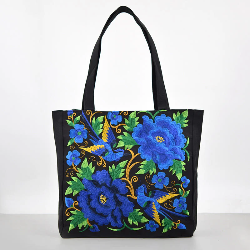 Buddha Stones Galsang Magpie Peony Camellia Chrysanthemum Ricamo Tela Shopping Borsa Borsa a mano Borsa a tracolla - Image 13
