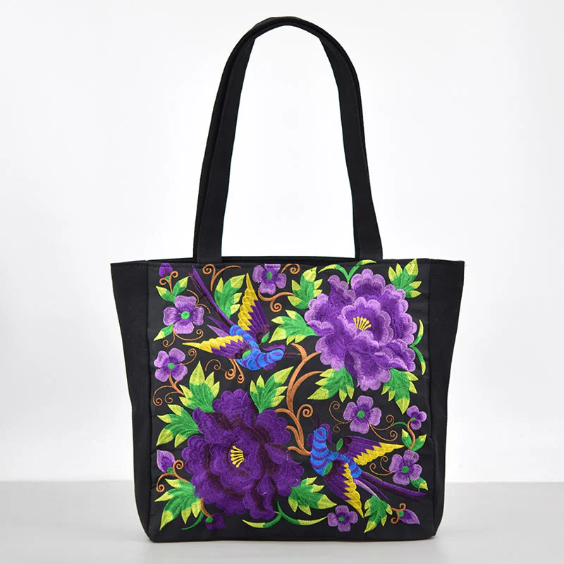 Buddha Stones Galsang Magpie Peony Camellia Chrysanthemum Ricamo Tela Shopping Borsa Borsa a mano Borsa a tracolla - Image 14