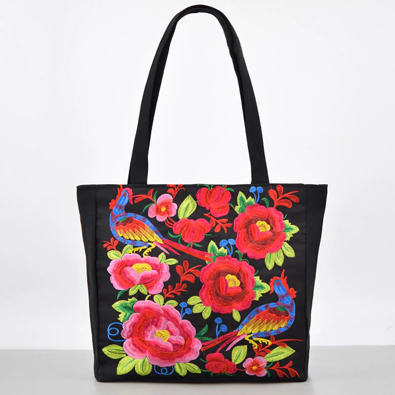 Buddha Stones Galsang Magpie Peony Camellia Chrysanthemum Ricamo Tela Shopping Borsa Borsa a mano Borsa a tracolla - Image 17