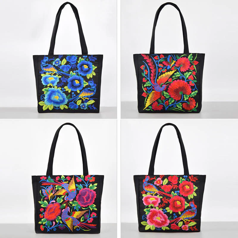 Buddha Stones Galsang Magpie Peony Camellia Chrysanthemum Ricamo Tela Shopping Borsa Borsa a mano Borsa a tracolla - Image 19