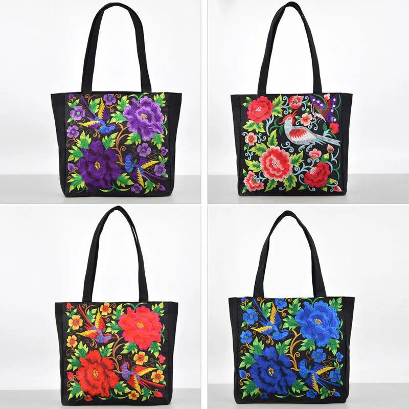 Buddha Stones Galsang Magpie Peony Camellia Chrysanthemum Ricamo Tela Shopping Borsa Borsa a mano Borsa a tracolla - Image 20
