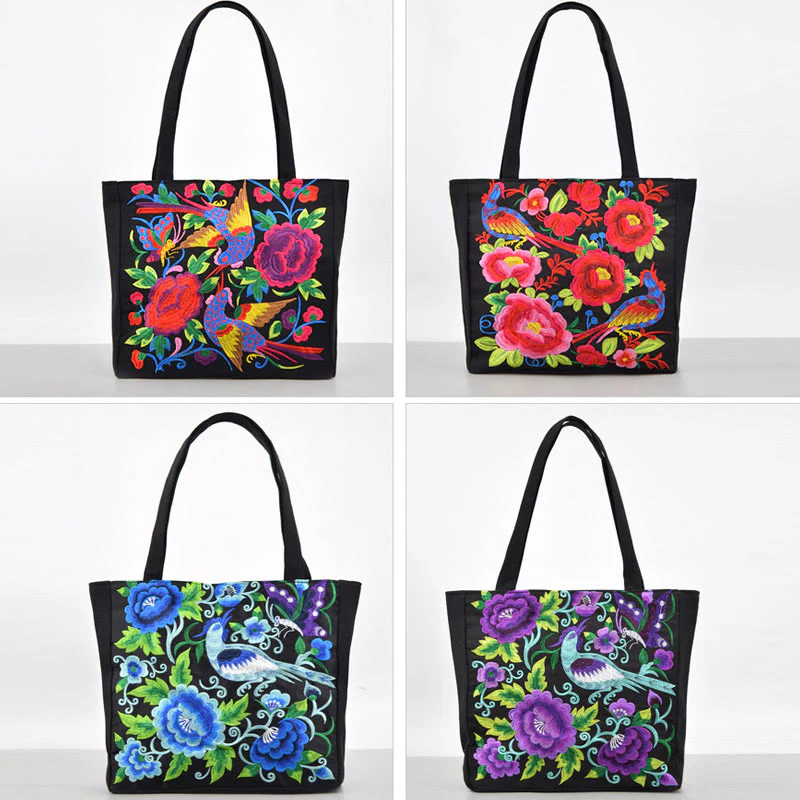 Buddha Stones Galsang Magpie Peony Camellia Chrysanthemum Ricamo Tela Shopping Borsa Borsa a mano Borsa a tracolla - Image 21