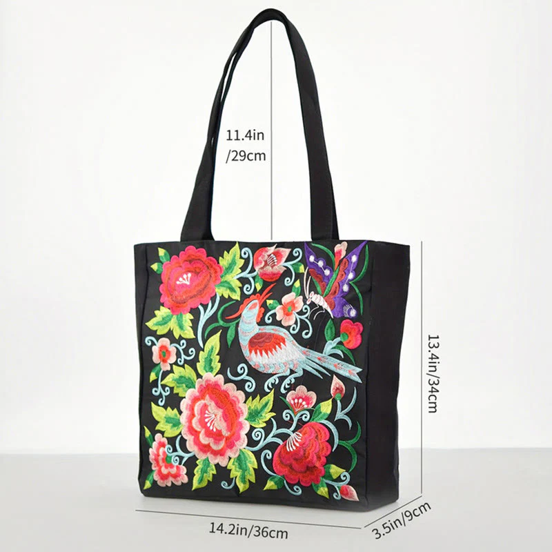Buddha Stones Galsang Magpie Peony Camellia Chrysanthemum Ricamo Tela Shopping Borsa Borsa a mano Borsa a tracolla - Image 6