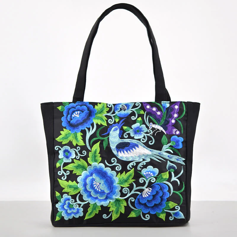 Buddha Stones Galsang Magpie Peony Camellia Chrysanthemum Ricamo Tela Shopping Borsa Borsa a mano Borsa a tracolla - Image 8