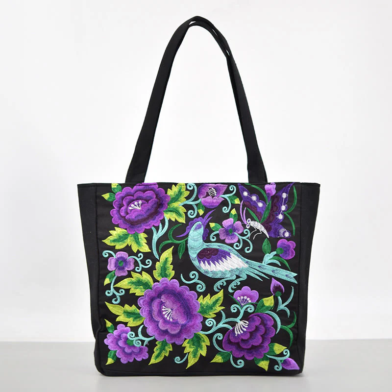 Buddha Stones Galsang Magpie Peony Camellia Chrysanthemum Ricamo Tela Shopping Borsa Borsa a mano Borsa a tracolla - Image 9