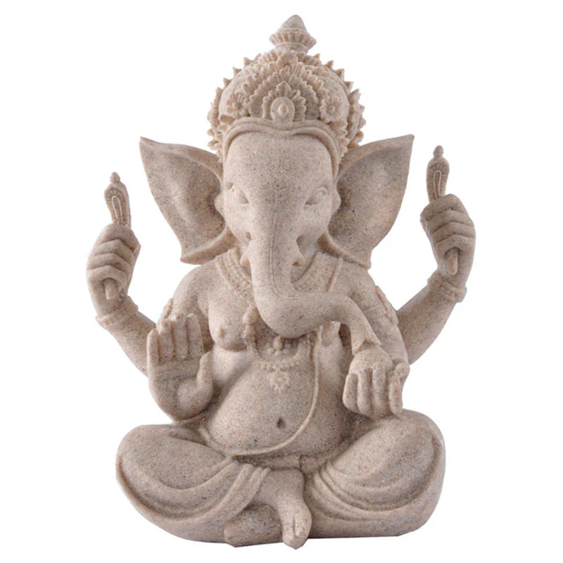 Buddha Stones Ganesh Ganpati Statua Elefante Ricchezza Benedizione Decorazione Casa - Image 5