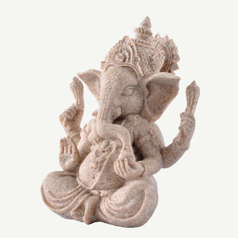 Buddha Stones Ganesh Ganpati Statua Elefante Ricchezza Benedizione Decorazione Casa - Image 6