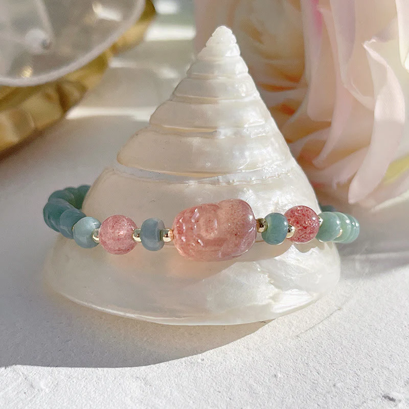 Buddha Stones, giada naturale di Hetian, perle, fibbia della pace, carattere Fu, zucca, borsa dei soldi, quarzo fragola, braccialetto della fortuna PiXiu - Image 13