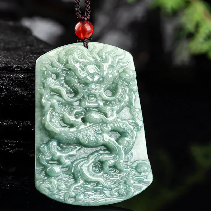 Buddha Stones Giada naturale Zodiaco cinese Drago Mare Fortuna Collana con ciondolo - Image 6