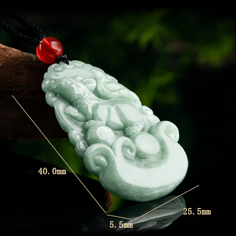 Buddha Stones Giada verde naturale 12 Zodiaco cinese Fortuna Prosperità Collana pendente - Image 10