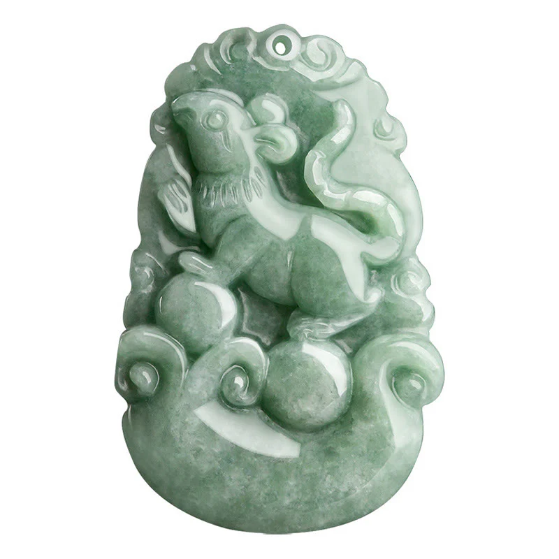 Buddha Stones Giada verde naturale 12 Zodiaco cinese Fortuna Prosperità Collana pendente - Image 11