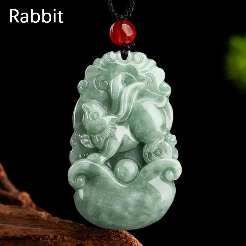 Buddha Stones Giada verde naturale 12 Zodiaco cinese Fortuna Prosperità Collana pendente - Image 14