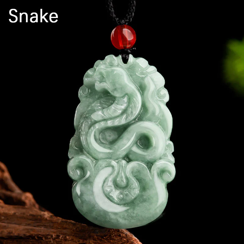 Buddha Stones Giada verde naturale 12 Zodiaco cinese Fortuna Prosperità Collana pendente - Image 15