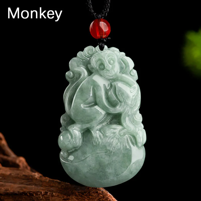 Buddha Stones Giada verde naturale 12 Zodiaco cinese Fortuna Prosperità Collana pendente - Image 18