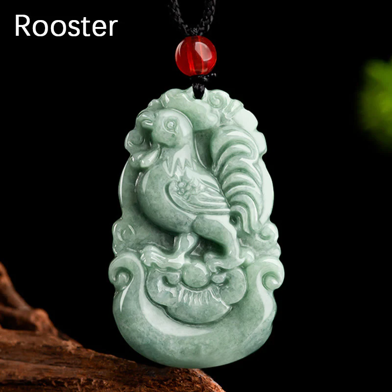 Buddha Stones Giada verde naturale 12 Zodiaco cinese Fortuna Prosperità Collana pendente - Image 19
