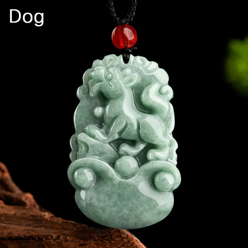Buddha Stones Giada verde naturale 12 Zodiaco cinese Fortuna Prosperità Collana pendente - Image 20