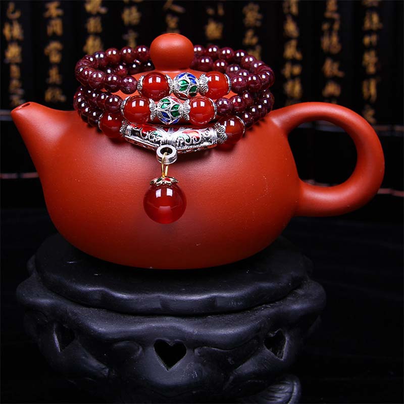 Buddha Stones Granato naturale Agata rossa Benedizione Guarigione Bracciale Collana Pendente - Image 2