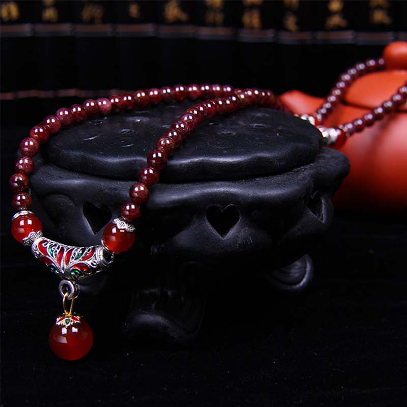 Buddha Stones Granato naturale Agata rossa Benedizione Guarigione Bracciale Collana Pendente - Image 5