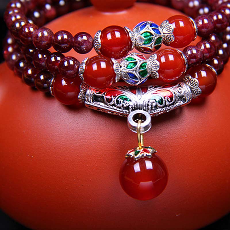 Buddha Stones Granato naturale Agata rossa Benedizione Guarigione Bracciale Collana Pendente - Image 6