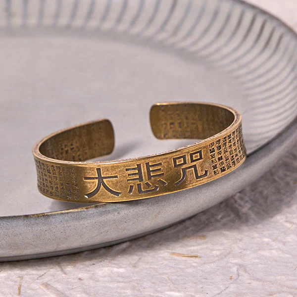 Buddha Stones Grande Compassione Mantra Rame Ottone Fortuna Potere Braccialetto Braccialetto - Image 3