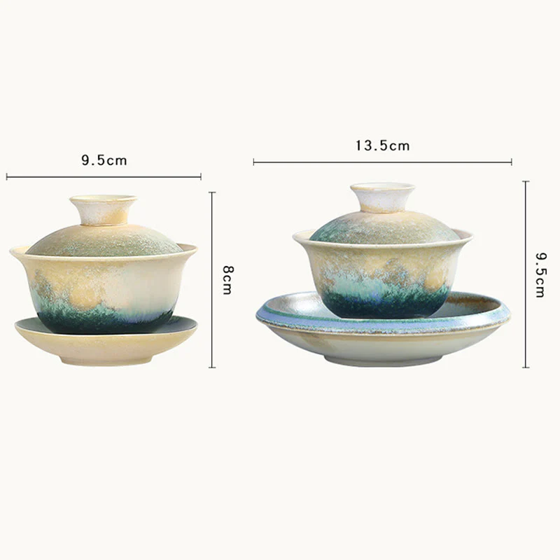 Buddha Stones Green Ocean Waves Design Porcellana Ceramica Gaiwan Sancai Tazza da tè Kung Fu Tazza da tè e piattino con coperchio - Image 10