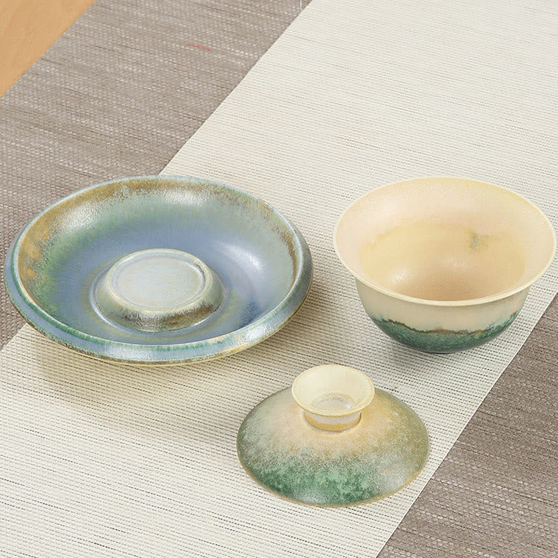 Buddha Stones Green Ocean Waves Design Porcellana Ceramica Gaiwan Sancai Tazza da tè Kung Fu Tazza da tè e piattino con coperchio - Image 8
