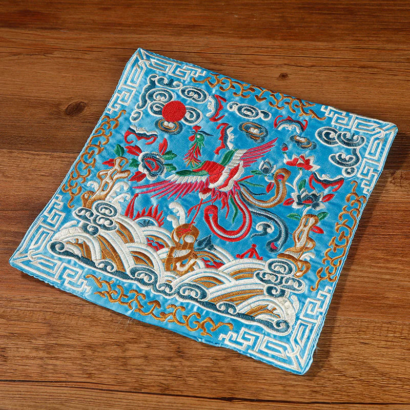 Buddha Stones Gru Fenice Drago Kirin Ricamato Tazza Sottobicchiere Tazza da Tè Quadrato Kung Fu Tappetino da Tè - Image 16