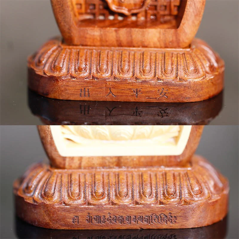 Buddha Stones Guru Rinpoche Buddha Padmasambhavan Serenity Statua incisa in legno - Image 5
