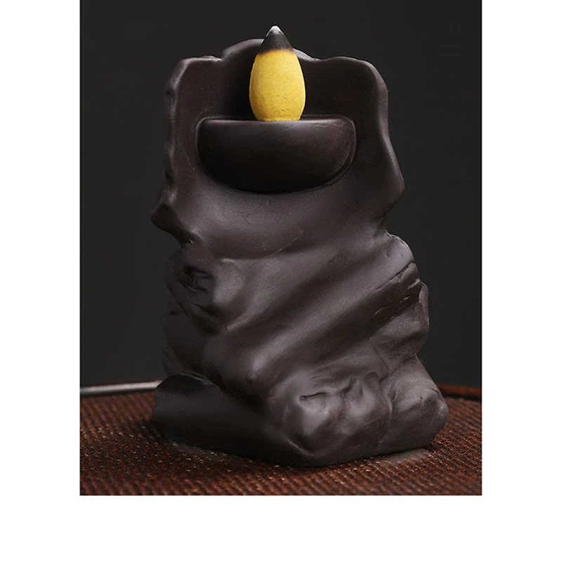 Buddha Stones Halloween Teschio Testa Viola Argilla Guarigione Bruciatore di Incenso Decorazione - Image 7