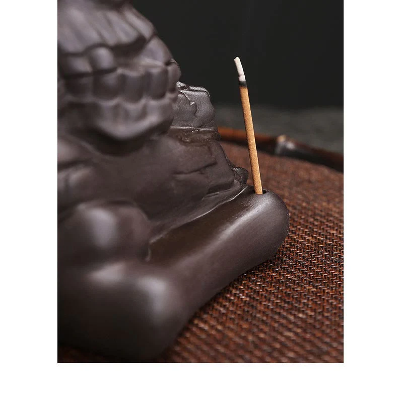 Buddha Stones Halloween Teschio Testa Viola Argilla Guarigione Bruciatore di Incenso Decorazione - Image 8