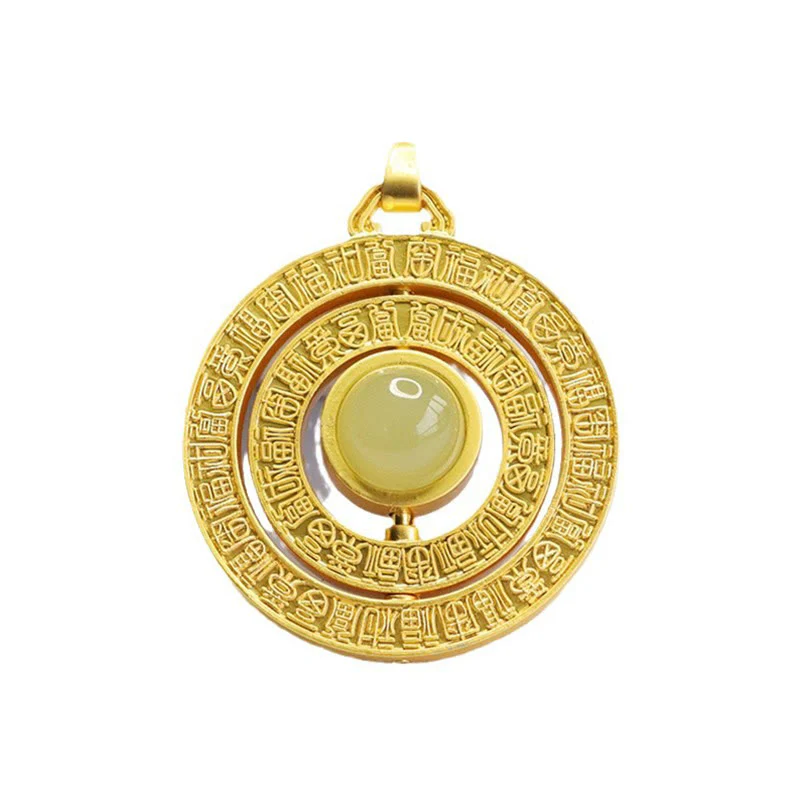 Buddha Stones Hetian Jade Cento Benedizioni Fu Carattere Fortuna Collana Pendente Girevole - Image 11
