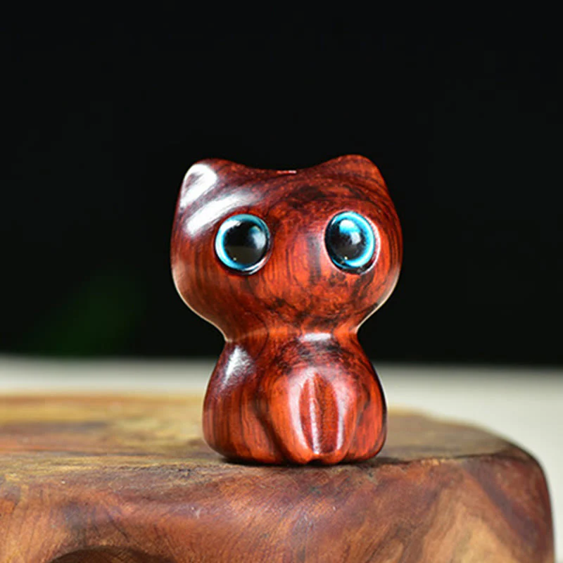 Buddha Stones in legno di ebano, piccola foglia, sandalo rosso, simpatici animali da gatto, decorazione calma - Image 10