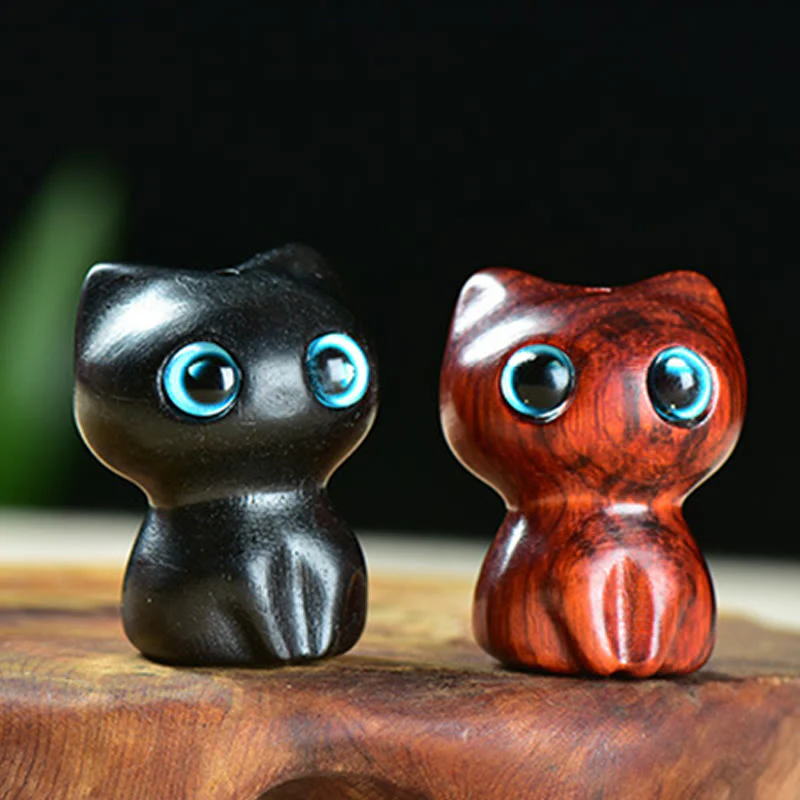 Buddha Stones in legno di ebano, piccola foglia, sandalo rosso, simpatici animali da gatto, decorazione calma - Image 12